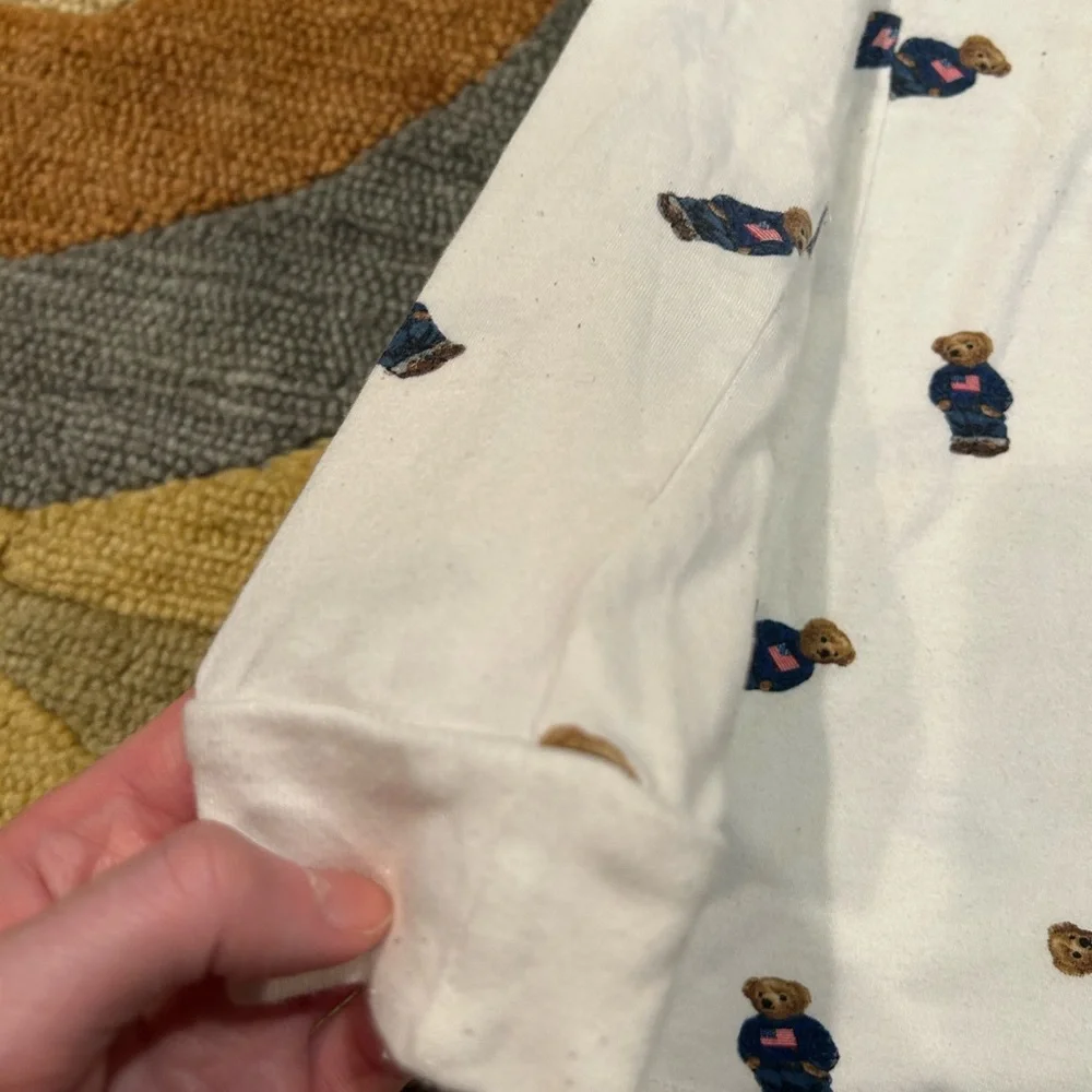 Polo Ralph Lauren Polo Bear Print Pajama Long Sleeve T Shirt Kids Girls Size 14